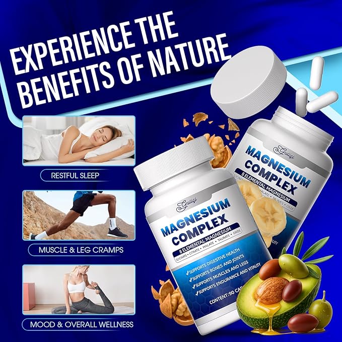 8-in-1 Magnesium Complex Supplement - 1000mg | High Absorption | Vegan Non-GMO | 90 Capsules (3)