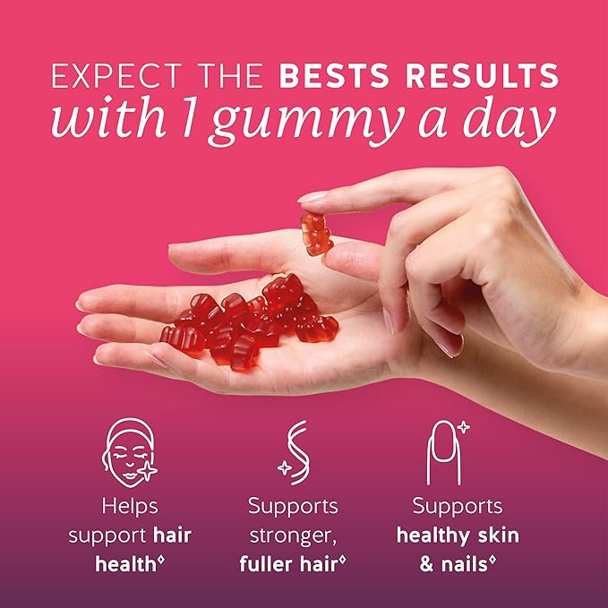Biotin Gummies for Hair Skin &amp Nails. 5000 mcg High Potency Vegan Vitamins for Faster Hair Growth Stronger Nails &amp Healthy Skin. with Vitamins C &amp E 60 Gummies