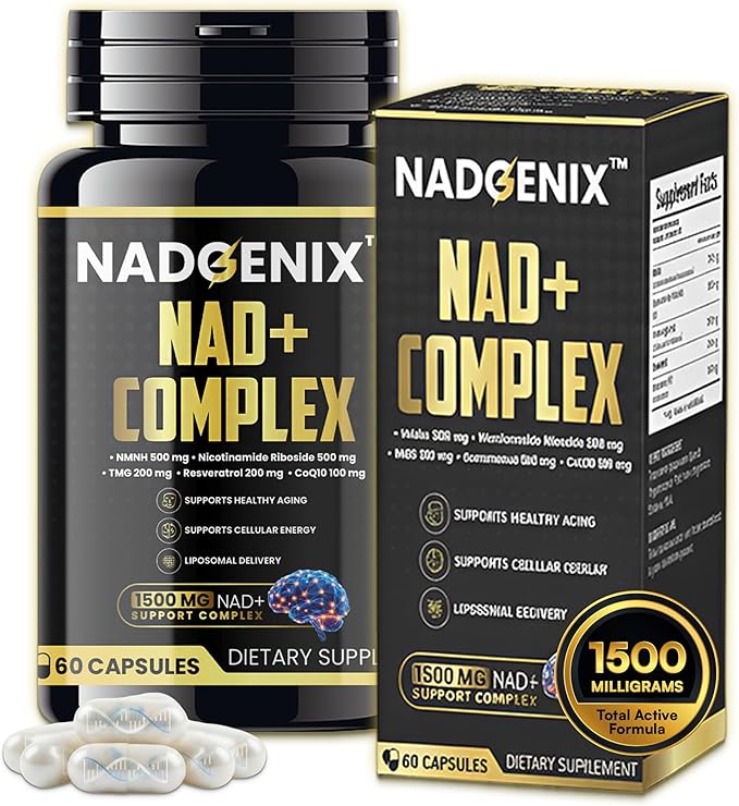 NADGENIX™ NAD+ Supplement – NMNH 500mg Nicotinamide Riboside TMG Resveratrol &amp CoQ10 – Cellular Energy &amp Healthy Aging – 60 Capsules – High Absorption Liposomal Delivery
