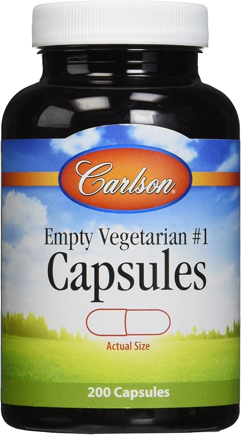 Carlson Labs Medium or Small Empty Veg Capsules 200 Count