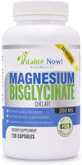 Magnesium Bisglycinate 200mg - 100% Chelated Capsules for Superior Absorption - Gentle Formula No Laxative Effect - Sleep Energy Cramps Muscle Support - Fully Reacted &amp Buffered