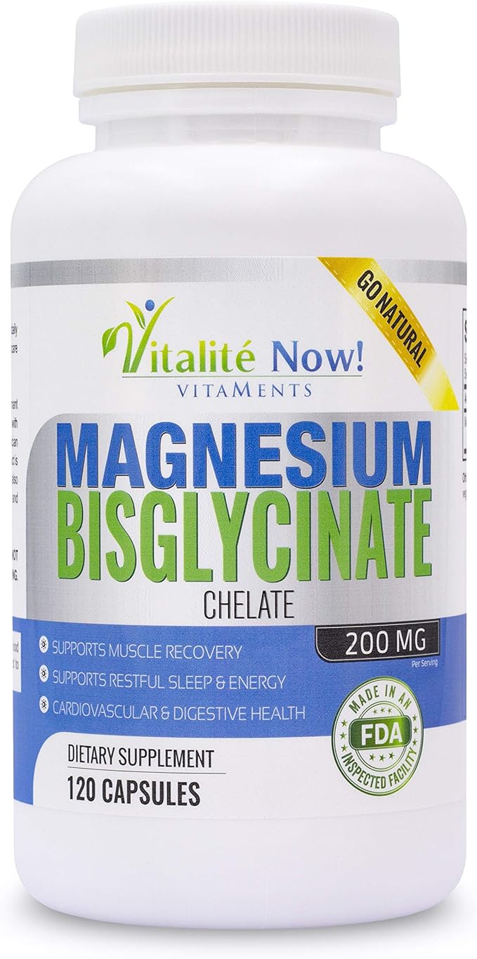 Magnesium Bisglycinate 200mg - 100% Chelated Capsules for Superior Absorption - Gentle Formula No Laxative Effect - Sleep Energy Cramps Muscle Support - Fully Reacted &amp Buffered