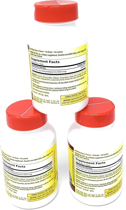 Kirkland Signature Sublingual B-12 5000 mcg 3 Bottles (300 Tablets)