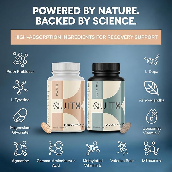 Withdrawal and Detox Support 90 Day Recovery Complex – Sleep Energy Stress Mood &amp Craving Support – Daily Supplement - Magnesium Glycinate Ashwagandha GABA L-Theanine Agmatine &amp More