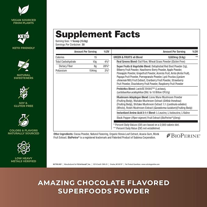 Nutrology TRIPACT Protein Powder 7-in-1 Meal Replacement Shake Vanilla Latte Cinnamon Flavor (40 Servings) Greens &amp Fruits Powder-Naturally Sourced Superfood Chocolate (30 Servings)