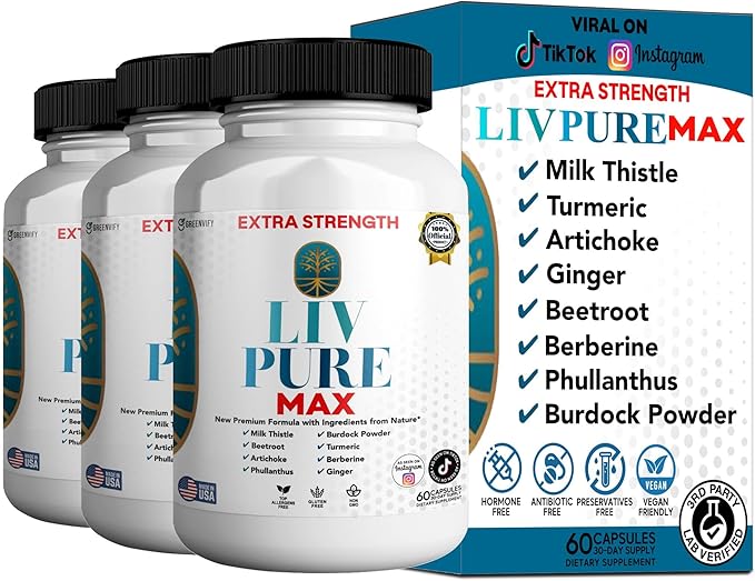 Liv Pure Max Extra Strength Liver Support Supplement 60 Veggie Capsules with Milk Thistle and Natural Ingredients (3)