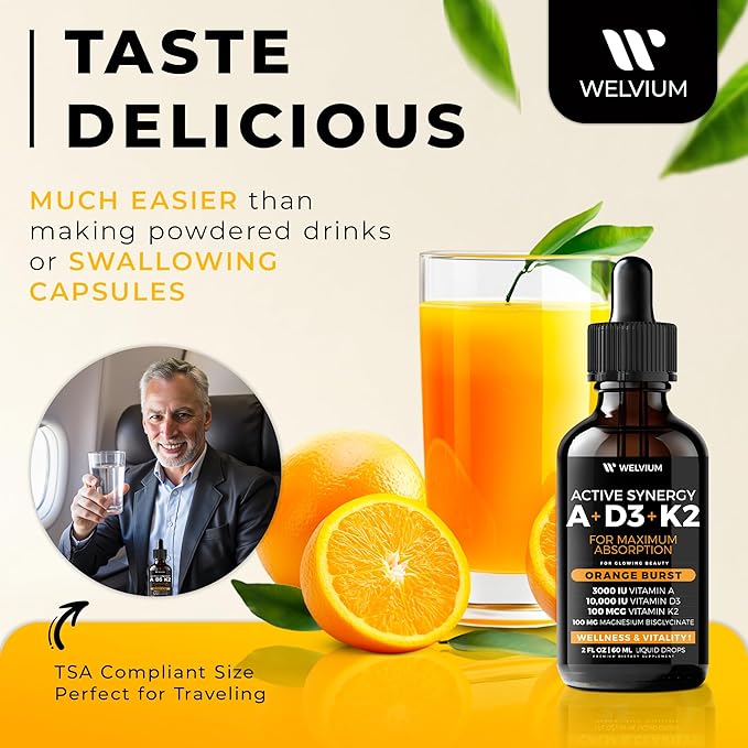 Liquid Vitamin D3 K2 A + Magnesium Gummies - Immune &amp Relaxation Support
