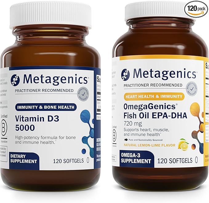 Metagenics Bundle - D3 5000 &amp EPA-DHA 720-120 Softgels of D3 5000 for Immune Support Bone &amp Heart Health* - 120 Softgels of EPA-DHA 720 for Heart Musculoskeletal &amp Immune System Health*