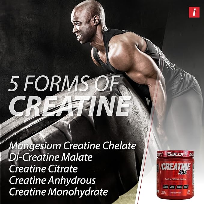 iSatori Creatine A5X with Creatine Monohydrate &amp Betaine Anhydrous for Muscle Growth Strength Building &amp Recovery - Dietary Supplement for Training &amp Weight Lifting - Unflavored (50 Serv