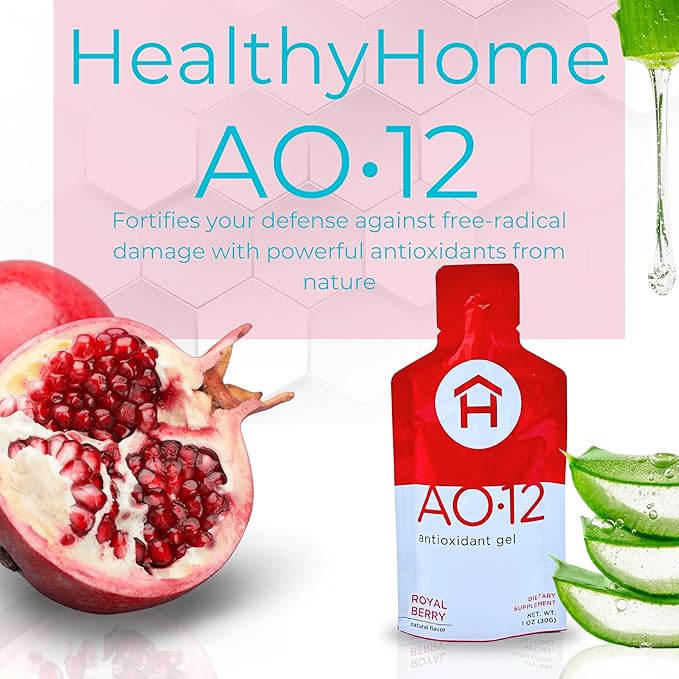 AO12 Antioxidant Gel | 30 Packets | Royal Berry Flavor | 12 Antioxidants with Resveratrol Glutathione &amp Green Tea | Convenient Daily Use Format