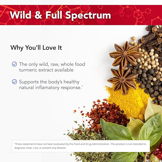 Physician's Strength Turmeric Extra Strength - 120 Softgels - Wild Raw Whole Food Turmeric Extract - Hexane Free - 60 Servings