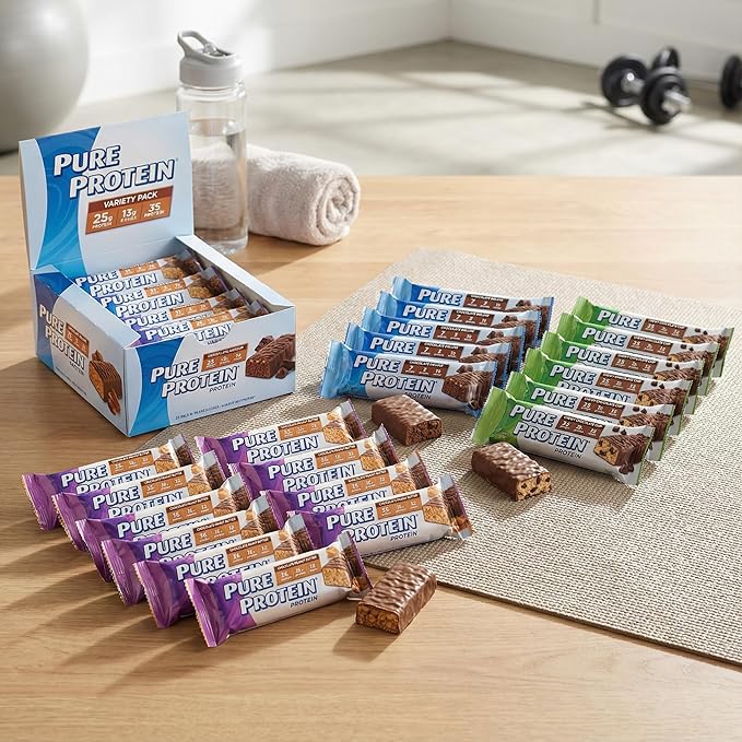 Pure Proteins Bars Nutrient Rich Snacks with High Protein for Energy Support Minimal Sugar Gluten-Free Variety Pack (In NEYUM Packaging) (25 Pack)