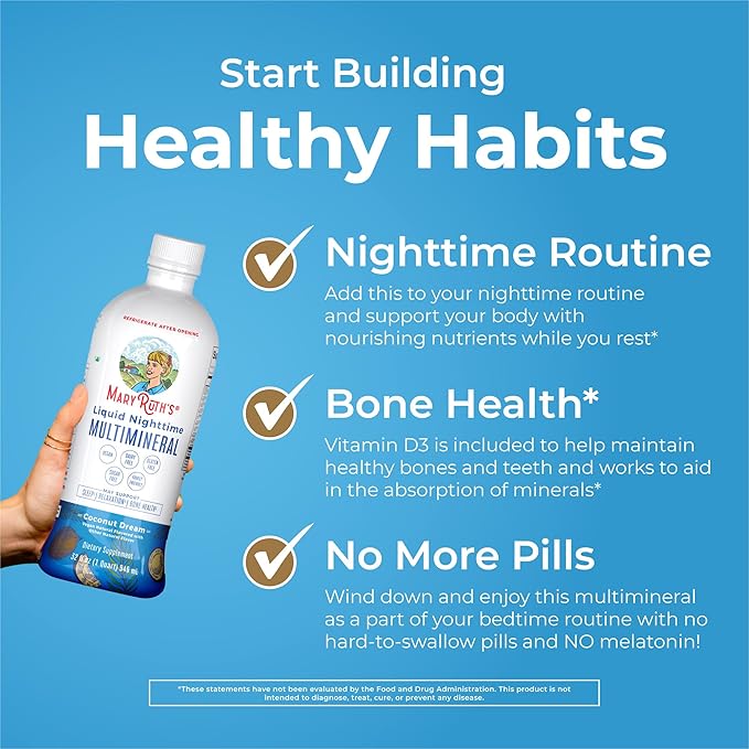 MaryRuth's Morning Multivitamin +Hair Growth (Peach Mango 30oz) Nighttime Multimineral (Coconut 32oz) &amp Probiotic Drops (4oz) | Vegan Vitamins for Beauty Bedtime Routine &amp Wellness | Non-