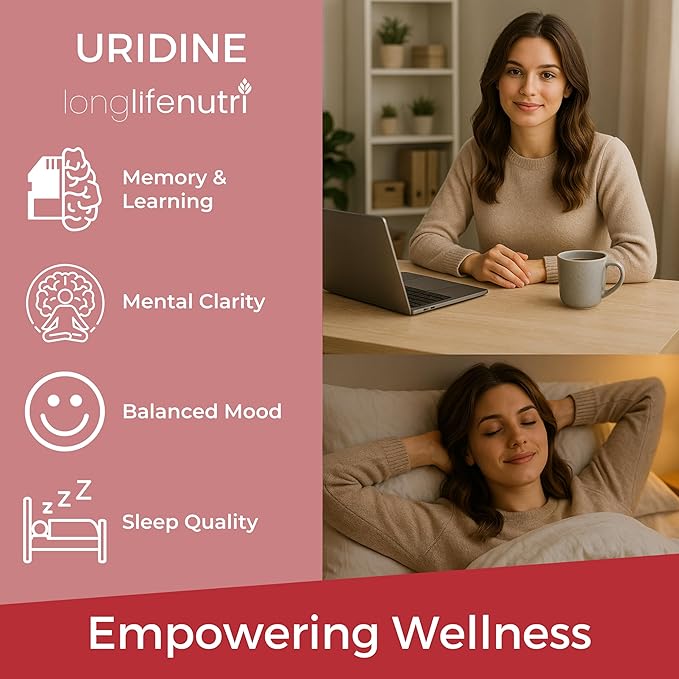 LongLifeNutri L-Tryptophan 500 mg &amp Uridine Monophosphate 300 mg Bundle – 180 Veg Caps + 120 Veg Caps 6 &amp 4-Month Supply Sleep &amp Mood + Focus Support Non-GMO Lab Tested Made in USA