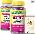 Spring Valley Hair Skin &amp Nails Biotin Collagen Gelatin Extra Strength Dietary Supplement 120ct (Pack of 02) 240 Total + me Gusta Sticker