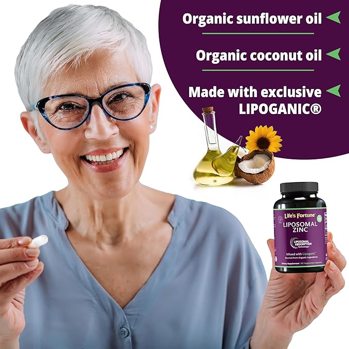 Liposomal Pure Zinc Picolinate Supplement with Copper Immune Support Metabolism and Skin Health | High Potency for Adults Men &amp Women | Powerful Antioxidant | 90 Capsules