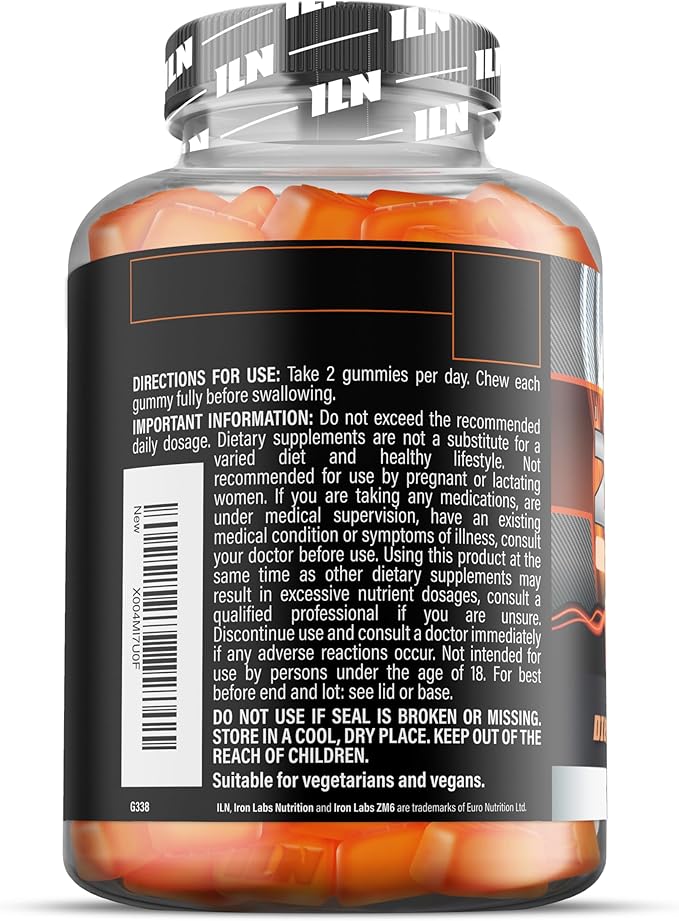 Iron Labs ZM6 Gummies – High Strength Zinc Magnesium Gummies for Men &amp Women (100 Count Orange Flavor Vegan) – Magnesium Citrate and Zinc Citrate Supplements with Vitamin B6 and D3