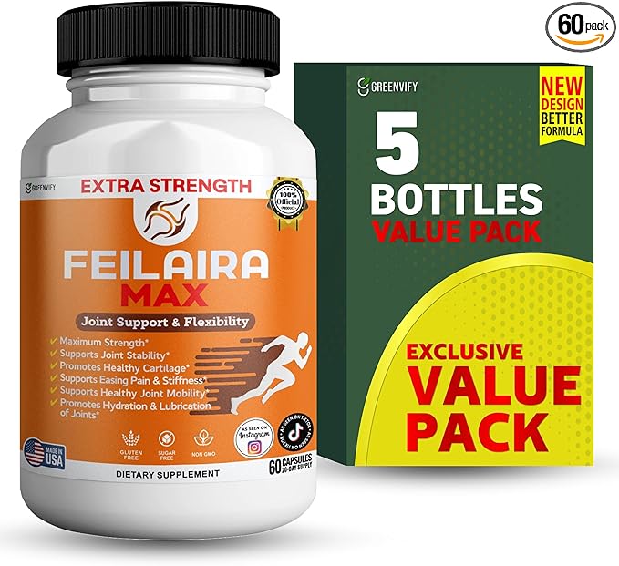 Feilaira Max Extra Strength Joint Support Supplement 1500mg Glucosamine 60 Capsules 20 Day Supply (5)