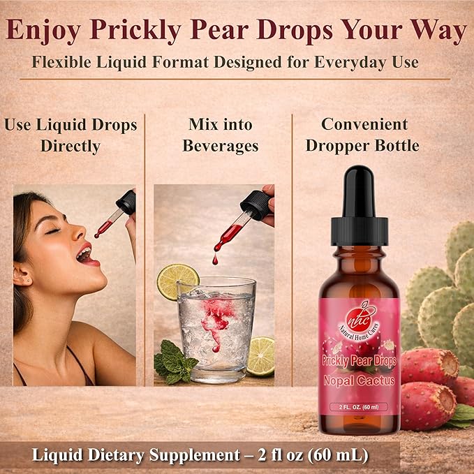 Prickly Pear Nopal Cactus Supplement - Liquid Concentrated Drops - Cactus Fruit Extract Tincture - Rich in Betalains Potent &amp Bioavailable - No Additives - 2 oz (Pack of 1)
