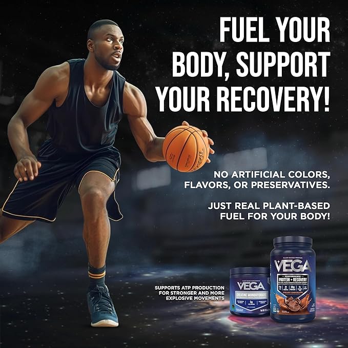 Vega Creatine Monohydrate Powder 17.6oz (100 Servings) Sport Protein &amp Recovery Chocolate Protein Powder 1.8lbs - Plant-Based Protein and Muscle Support