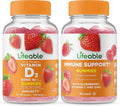 Lifeable Vitamin D 5000 IU + Immune Support Gummies Bundle - Great Tasting Vitamin Supplement Gluten Free GMO Free Chewable Gummy