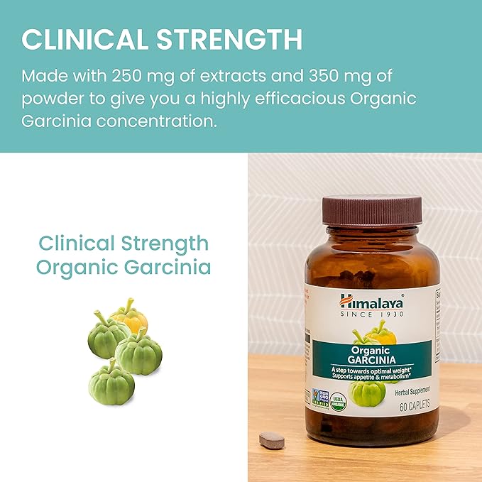 Himalaya Organic Garcinia Cambogia - Herbal Supplement Supporting Weight Appetite Control and Lipid Metabolism - Vegan Non-GMO Gluten Free 600 mg 60 Caplets