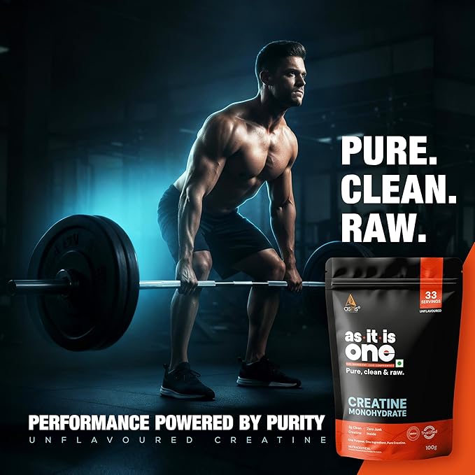 AS-IT-IS Nutrition Creatine Monohydrate 100gms/3.5 Oz | USA Labdoor Certified for Accuracy &amp Purity Gluten-free No Preservatives Pre-and Post-workout Supplement