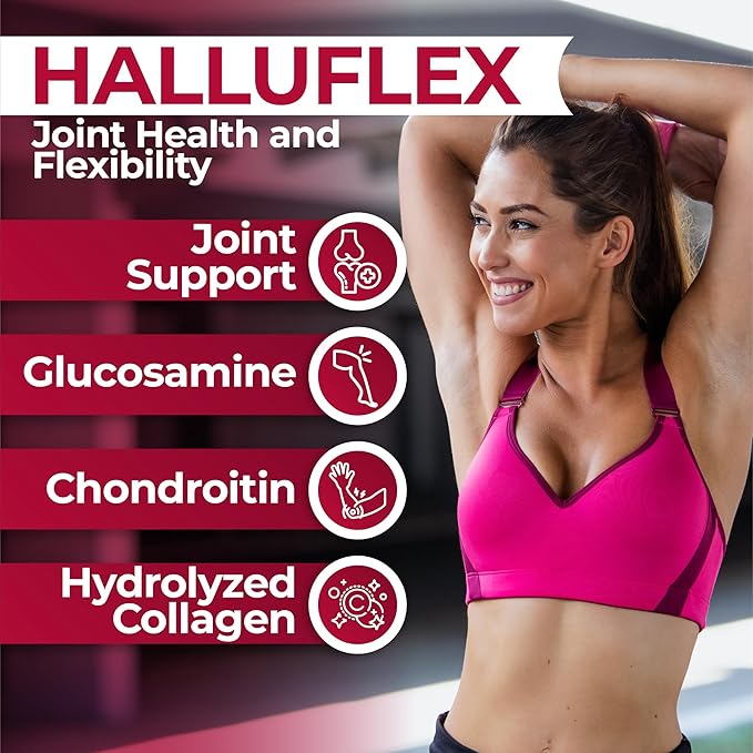 Hallusa Natural Halluflex Joint Support Supplement for Women &amp Men Glucosamine Chondroitin 2850mg 300 Capsules Plus Hydrolyzed Collagen Mobility Flexibility &amp Joint Health