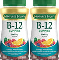 Nature's Bounty Vitamin B12 Gummies Dietary Supplement Supports Energy Metabolism and Nervous System Health Mixed Berry Flavor 500mcg 160 Count (Pack of 2)