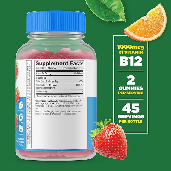 Lifeable Sugar Free Biotin + Vitamin B12 Gummies Bundle - Great Tasting Vitamin Supplement Gluten Free GMO Free Chewable Gummy