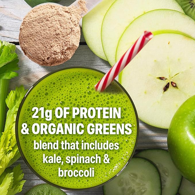 Orgain Organic Vegan Protein Powder + Greens Creamy Chocolate Fudge - 21g Plant Based Protein Gluten Free Dairy &amp Lactose Free Soy Free No Sugar Added Iron &amp Prebiotics for Gut Health -