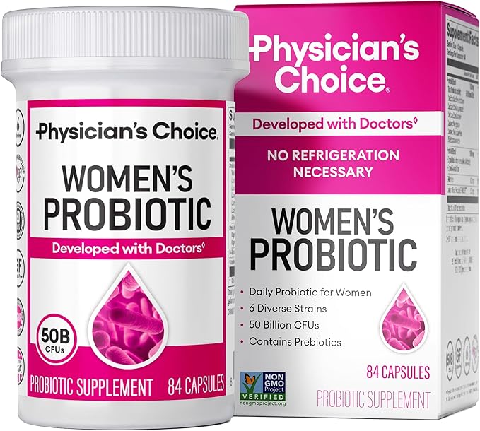 Physician's Choice Probiotics for Women - PH Balance Digestive UT &amp Feminine Health - 50 Billion CFU - 6 Unique Strains for Women - Organic Prebiotics Cranberry Extract+ - Womens Probiotic - 8