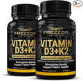 FREZZOR Vitamin D3 and K2 Caps High Potency D3 2000IU and K2 (MK7) 80mcg Unique VIT D3 from 100% New Zealand Sheep's Wool Lanolin Cardiovascular Support &amp Bone Health 120 Softgels 2 Month Suppl