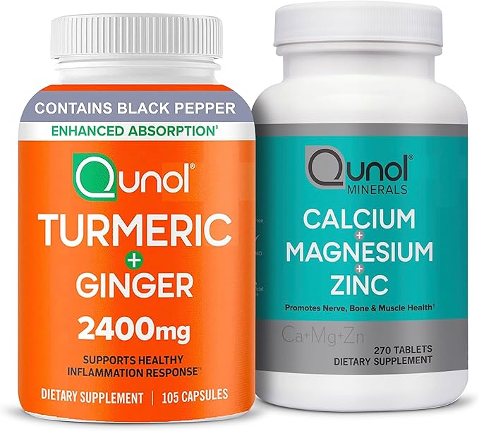 Qunol Turmeric &amp Magnesium: Turmeric Curcumin 2400mg 105 Capsules &amp Magnesium 270 Tablets