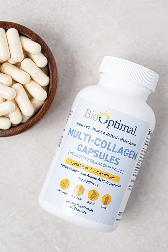 BioOptimal Multi-Collagen Supplement Capsules Types I II III V &amp X Collagen 90 Capsules