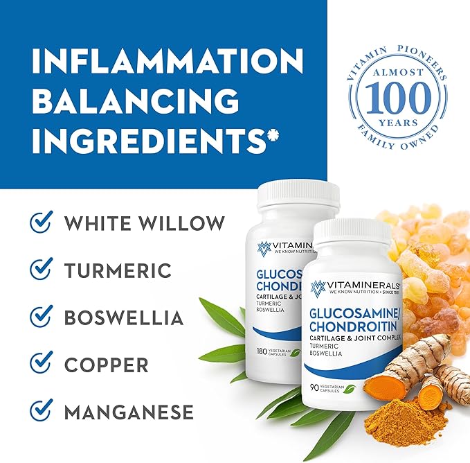 Vitaminerals® 128 Glucosamine Joint Support Glucosamine-Chondroitin Complex | Veggie Caps (90 Count)