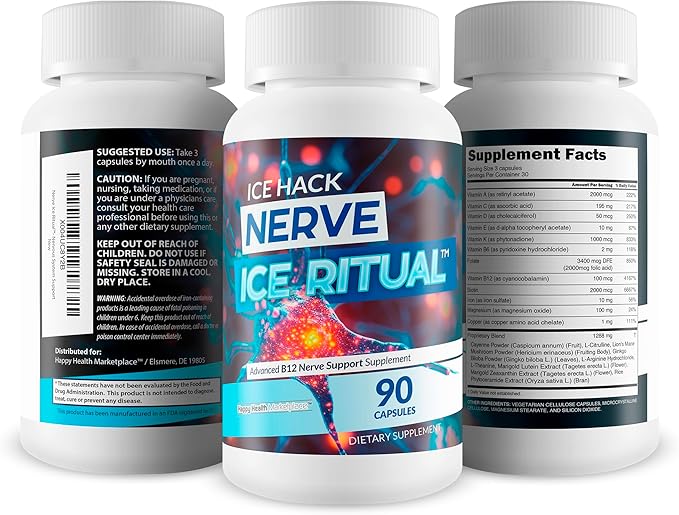 Nerve Ice Ritual Ice Hack - Okinawa Capsaicin For Neuropathy - Vitamin B12 Nerve Support Supplement - Central Nervous System Nerve Flow For Neuropathy Relief - Best Magnesium Nervous System Support