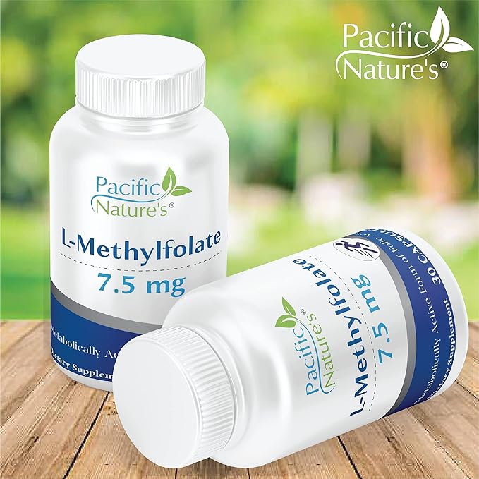 Pacific Nature's L-Methylfolate 7.5mg (30 Capsules) Natural Active Form of Folate for Overall Health Support - Gluten Free Non-GMO
