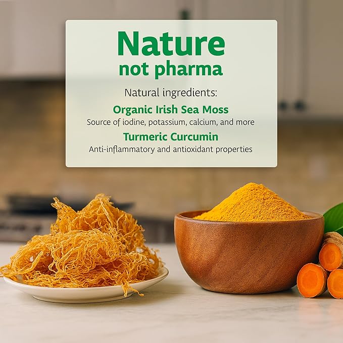 Organic Irish Sea Moss &amp Turmeric Curcumin Supplement Vegan Formula with Turmeric Extract (Curcuminoids 95%) Joint Mobility Support Gut Health &amp Daily Wellness for Active Adults 60 Capsul