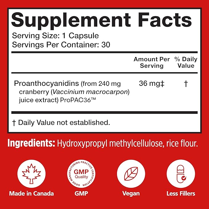 Szio+ Utiva Cranberry PACs – Clinically Studied Ingredients 36mg PACs Extract - UTI Prevention for Women - Urinary Tract Health – Cranberry Supplement Pills for Bladder Health 30 Vegi Capsules