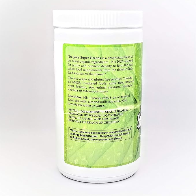 Dr. Joe's Super Greens - Mint Flavor - Vegan Green Superfood Powder with Rice Protein