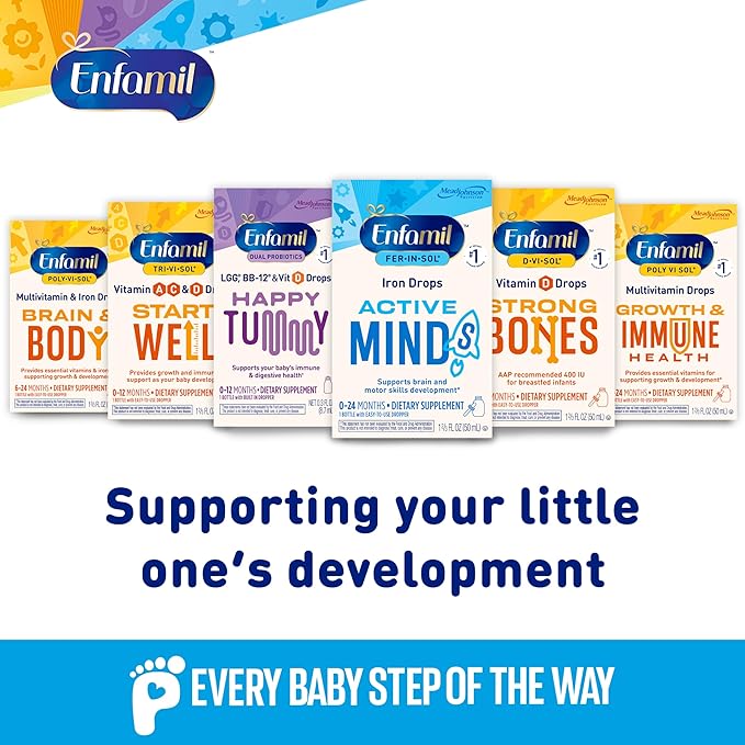 Enfamil Fer-in-Sol Iron Supplement Drops for Infants 50 mL Dropper Bottle (Pack of 2)