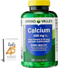 Spring Valley Calcium 600 mg Plus Vitamin D3 250 Coated Tablets. Bone Health Support Supplement. 800 IU Vitamin D per Tablet Bundle with 45 Diabetes Decoded