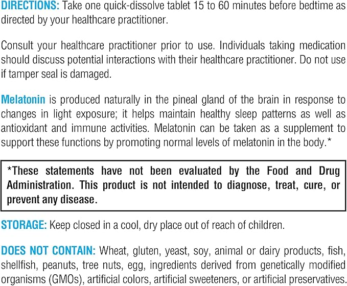 XYMOGEN Melatonin - 3 mg Melatonin Supplement - Sleep Pattern &amp Circadian Rhythm Support - Quick-Dissolve Tablet - Vegan &amp Gluten-Free - Peppermint Flavor - 60 Tablets