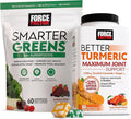 Force Factor Better Turmeric Maximum Joint Support 1075mg Curcumin + Smarter Greens Superfood Greens and Superfoods 120 Soft Chews