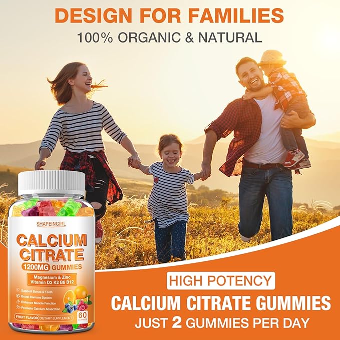 1200mg Calcium Citrate with Vitamin D3 K2 B6 &amp B12 Calcium Supplements for Women &amp Men Plus Magnesium Zinc for Bones Muscle &amp Immune Support High Absorption Fruit Flavor 120 Calcium