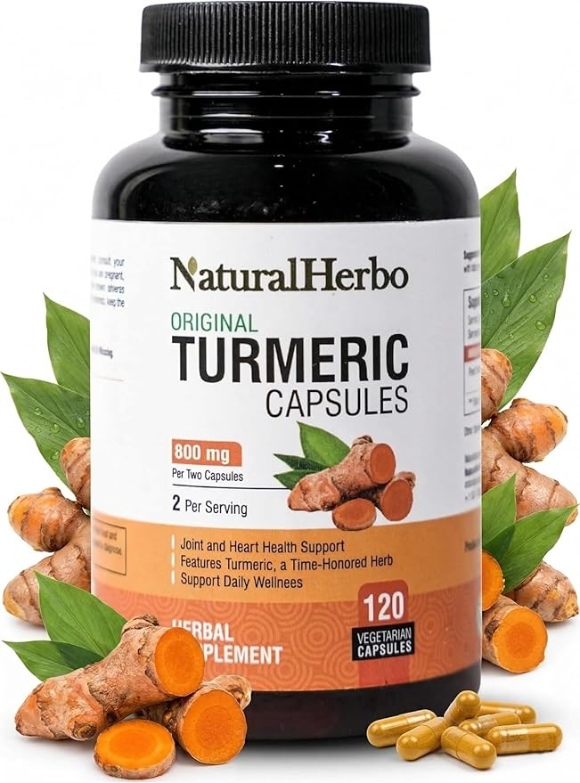 Turmeric Capsules - High Potency Turmeric Root Capsules for Joint Support Mobility and Wellness – Non-GMO Gluten-Free Vegan Turmeric Supplement120 Capsules - 800mg