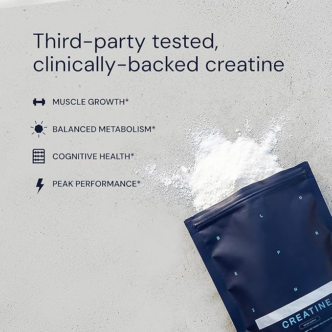 Blueprint Bryan Johnson Creatine Monohydrate Powder – Amino Acid Powder - Supplement Supports Muscle Growth Recovery Strength &amp Focus – Unflavored Creatine for Women &amp Men – 5g Dose – 100 Se