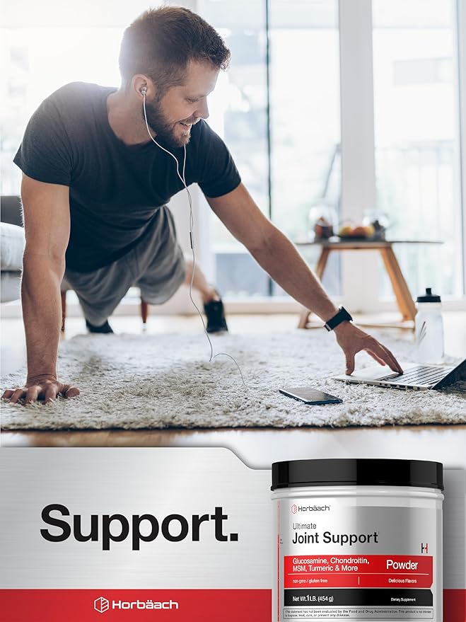 Horbaach Joint Support Supplement Powder | 1 lb | Glucosamine Chondroitin MSM &amp Turmeric | for Men and Women | Non-GMO &amp Gluten Free