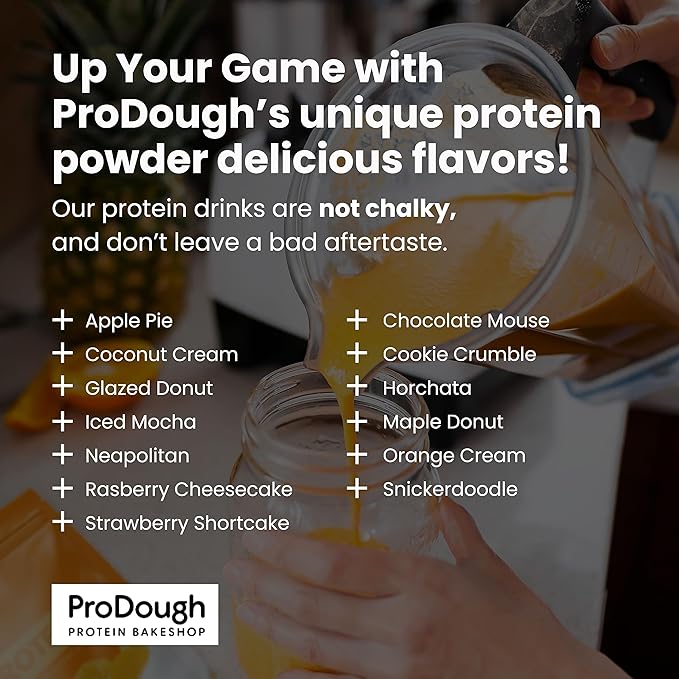 ProDough Gourmet Whey Isolate Hydrolized Protein Powder for Shake Mix- Easy Digest Enzyme Blend 25g Protein per Serving Natural Ingredients Gluten Free Keto Friendly (Peach Cobbler)